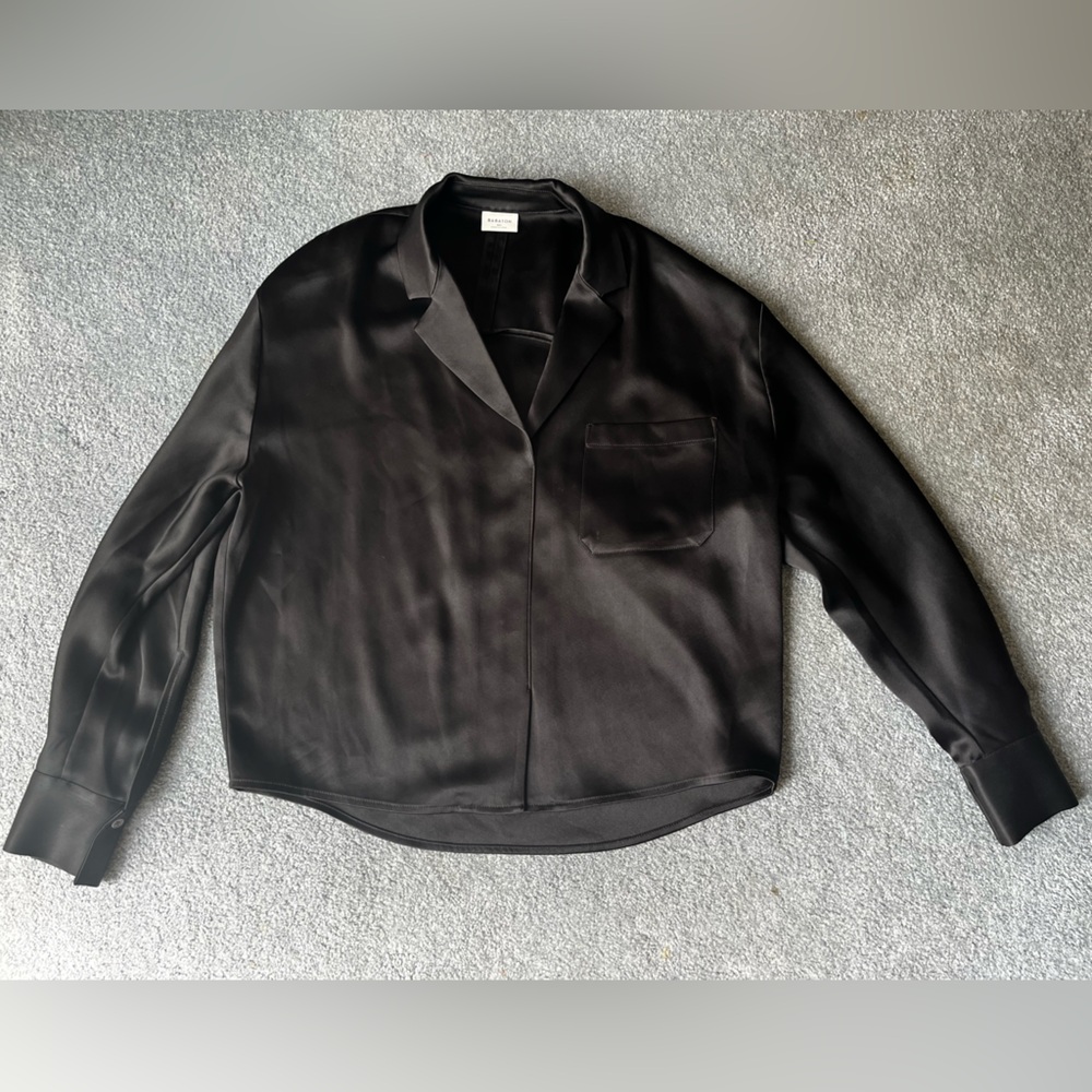 Black Silky Babaton Blouse with Front Pocket